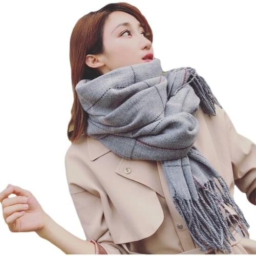 Cashmere Scarf Tassel Faux Cashmere Winter Tippet Scarves Design Femme Shawl Female Wrap Ladies Scarf Plaid Pashmina