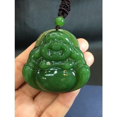Hetian jade Russian jade Buddha pendant jade jewelry, Yang green old material, beautiful color, oily luster jp01