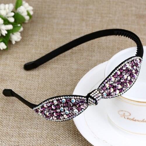 Korea Style Girl Exquisite HairBands Shiny Crystal Rhinestone Bowknot Headwear Headbands for Women Fashion Jewelry Accessories