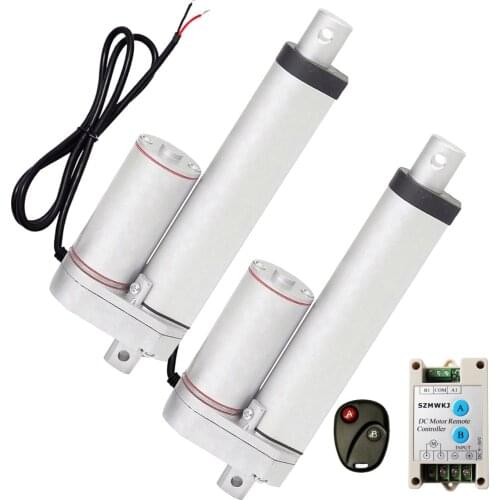 2PCS Heavy Duty 150mm/6" Stroke 1500N 330lbs Linear Actuator W/ Jog/Self-Lock/Interlock Controller System 12Volt DC Motor Motion