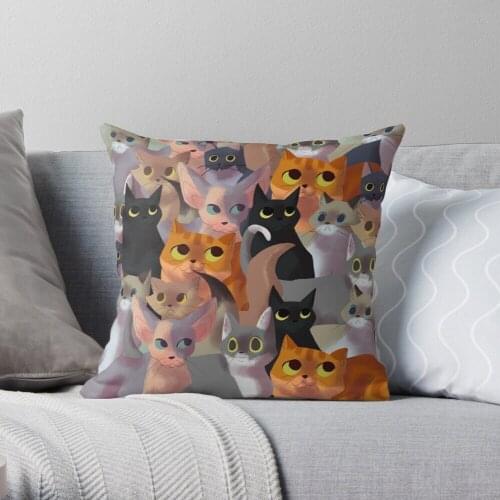 Lotsa cats Throw Pillow Cushion Cover Polyester throw pillows case on sofa home living room car seat decor 45x45cm