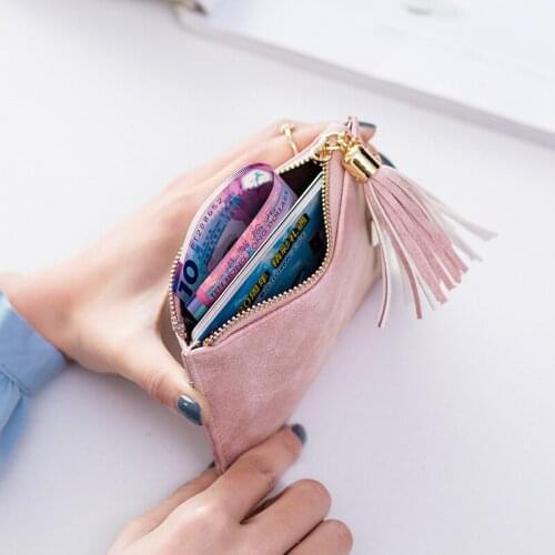 Small Wallets Carteira Leather Women Wallets Short Zipper Tassel Mini Wallet Women Coin Purse Female Card Holder Keychain Bag