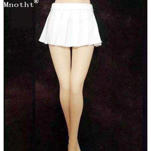 Mnotht 1/6 Girl clothes accessory female students dress White/black short pleated skirt toys for 12'' soldier action figure m2n