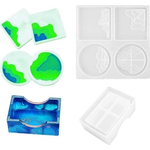 Coaster Resin Mold Set,Square Coaster Mold,for DIY Home Decoration Coffee Cup,Wine Glass Beverage Table Top Decoration