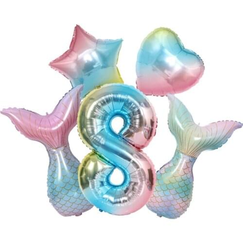 Gradient Fishtail Balloon Set Babys Birthday Anniversary Party Decoration Floating Air Ball Suit Supplies