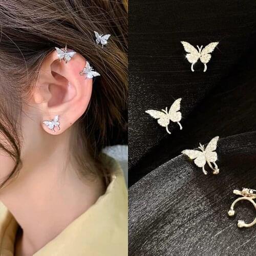 New 2020 Mini Minimalist Butterfly Fairy Shiny Exquisite Aesthetic Ear Bone Clip No Piercings Earrings For Women girl Jewelry