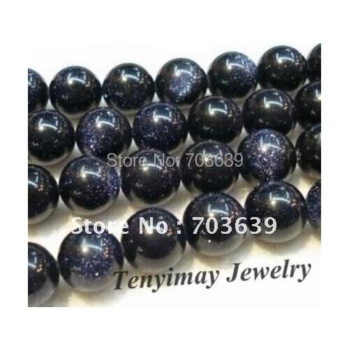 Wholesale 14mm round blue sand stone, semi-precious stone beads, 16"/strand free shipping
