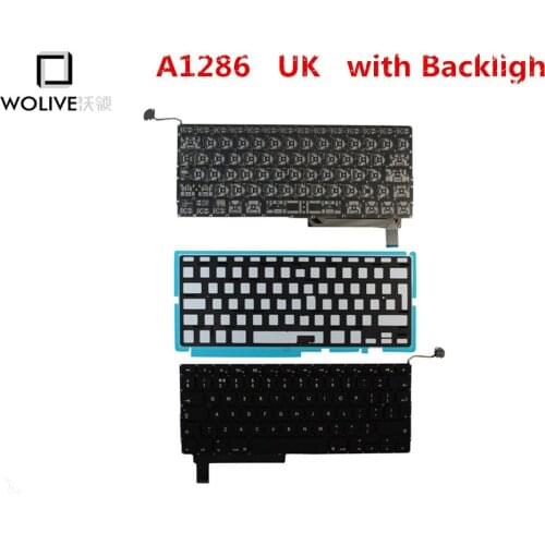 Genuine New A1286 UK Keyboard For Macbook Pro 15" 2009-2012 Year With Backlight Language version UK Replacement