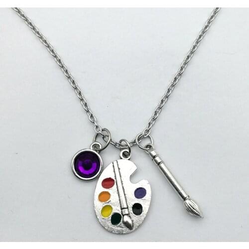 2020 color Artists Palette Necklace Painters Pallet Charm necklace Paint Brush and Paint Jewelry