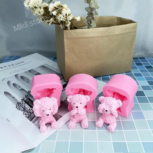Lovely three bears silicone mold chocolate fondant baking mold cake decoration mold DIY gypsum aromatherapy candle soap mold