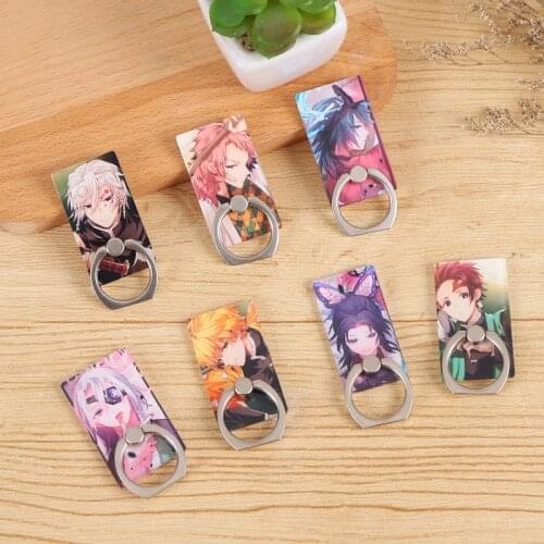 Anime Mobile Phone Stand Holder Cartoon Demon Slayer: Kimetsu No Yaiba Kamado Tanjirou Finger Ring Mobile Smartphone