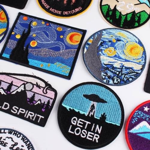 Prajna Adventure Travel Embroidered Patches For Clothing Iron On Patches On Clothes Stripes Explore The Natural Mountains Badges