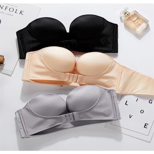 Sexy Strapless Push-up Bra Buckle Bra Invisible Bra Underwear 1/2 Cup Seamless Bra Womens Underwear