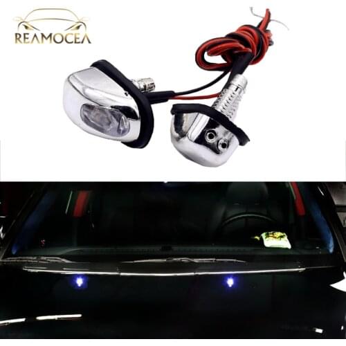Reamocea 2pcs Car LED Light Lamp Windshield Washer Wiper Jet Water Spray Nozzle Spout Wiper Washer Eye Universal Fit For All Car