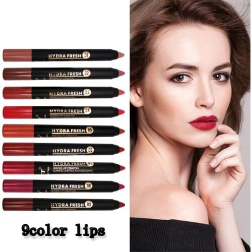Luxury Long Lasting 9 Color Matte Lip Makeup Lipstick Pencil Waterproof Lasting Tint Sexy Red Lip Stick Matte Liner Pen Lipstick