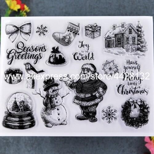 Merry Christmas Santa Joy to the World Snowman Scrapbook photo cards rubber stamp clear stamp transparent stamp 20011118