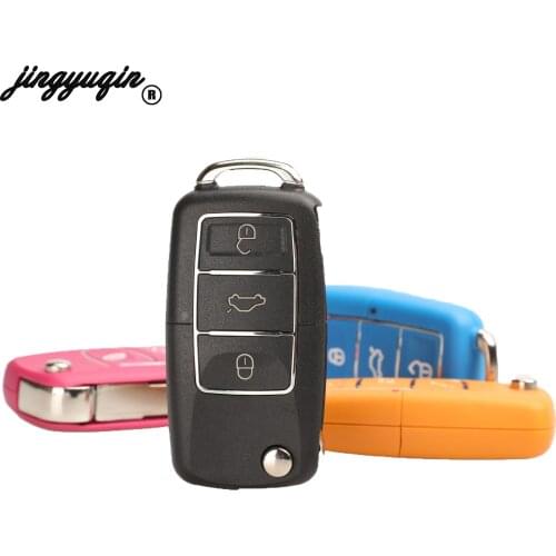Jingyuqin New Colour 3 Button Flip Folding Remote Key Shell For Volkswagen VW Jetta Golf Passat Beetle Polo Bora Car Key Shell