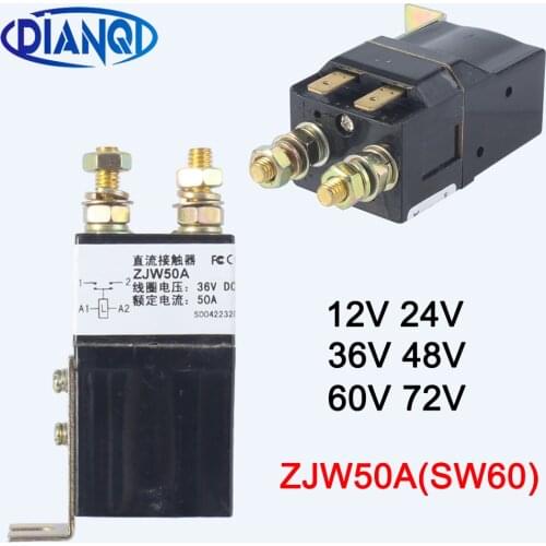 SW60 1NO (normally open) 12V 24V 36V 48V 60V 72V 50A DC Contactor ZJW50A for motor forklift electromobile grab wehicle car winch