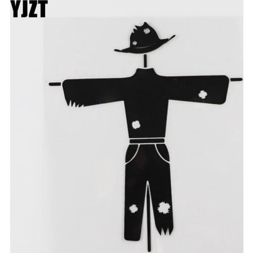 YJZT 13.3CM×15.7CM Cartoon Field Scarecrow Decal Vinyl Car Sticker Black/Silver 8A-1195