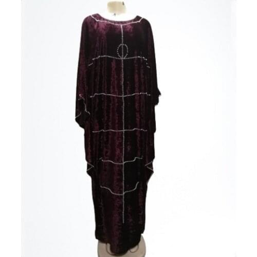 African Velvet Dresses For Women Flare Sleeve Black Maxi Dress Robes 2021 Spring New Beading African Traditional Party Vestidos