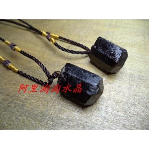 10/PCS natural black tourmaline pendant necklace plating crystal necklace chakra crystal healing stone pendant 40MM
