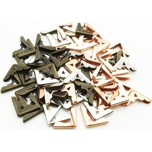 100PCS/Lot17X17X3mm Three Colors Mix Metal Book Corners For Photo Albums Menus Folders DIY Scrapbooking Decor Corner Protectors