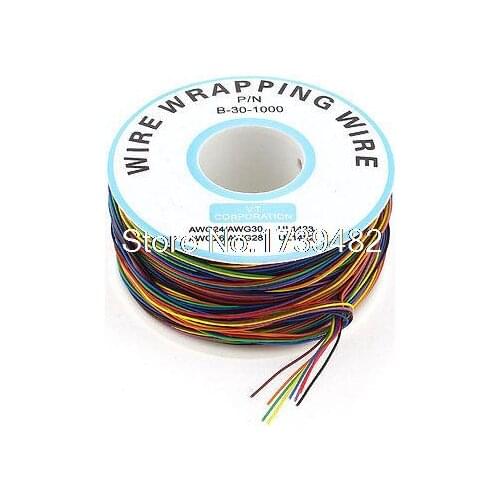 305M 30AWG 0.25mm Tin Plated Copper Wire Wrapping 8-Wire Colored Test Cable Reel