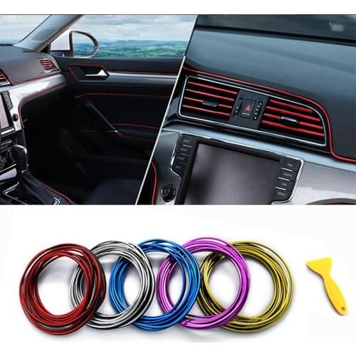 5M Car Interior Moulding Trim Strip Door Gap Dashboard Edge Moulding Trim Universal Decorative Line Auto Accessories Car Styling
