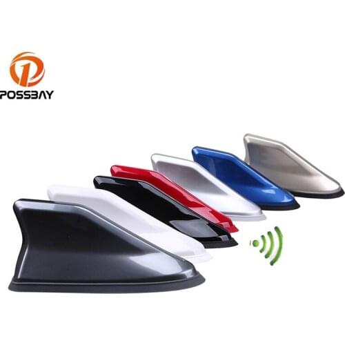 POSSBAY Universal Car Shark Fin Antenna Aerials 8 Colors Auto Radio FM Signal Amplifier Roof Stickers Decoration for BMW Alfa