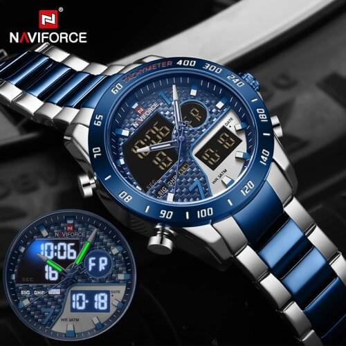 NAVIFORCE Mens Watch 2020 Luxury Military LED Digital Sport Dual Display Wrist watches Men Waterproof Analog Clock Reloj Hombre