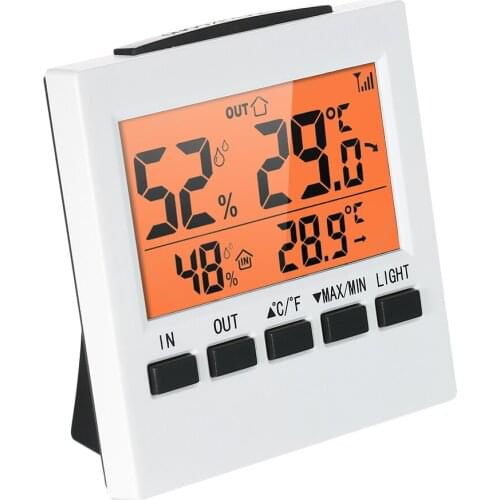 LCD Digital Wireless Indoor/Outdoor Thermometer Hygrometer ℃/℉ Temperature Humidity Meter with Max Min Value Display Transmitter