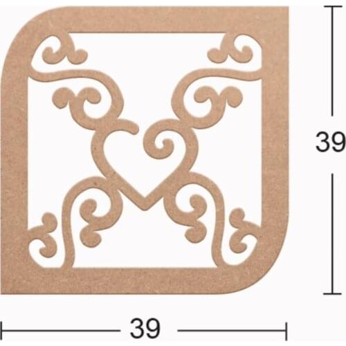 DS12 Decorative Wall Ornament Heart Motif, Unpainted Mdf Trim
