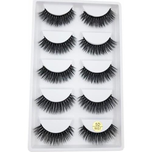 Flash girl 5D-W07 high quality 5 pairs 5D mink natural handmade full strip eyelashes