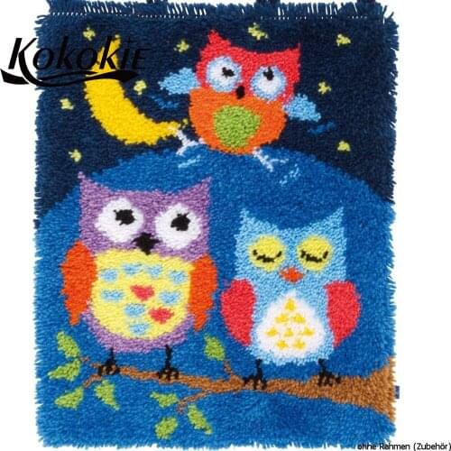 Diy needle for carpet Foamiran for crafts latch hook kits rug tapestry kits carpet embroidery yarn owl printed canvas floor mat