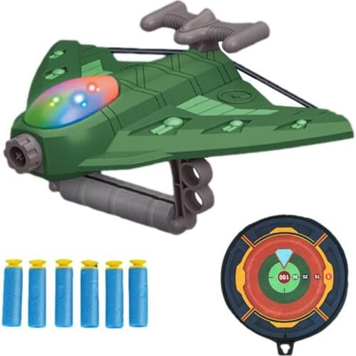 Kids Shooting Game Toys Airplane Slingshot With 6 Safety Soft Darts Outdoor Sport Toys Set Best Birthday Gift For Kids