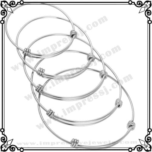 IJB0214 Free DHL Shipping 100pcs/Lot Stainless Steel 60mm*1.8mm Expandable Wire Bangle,Fashion Women DIY Charm Bracelets