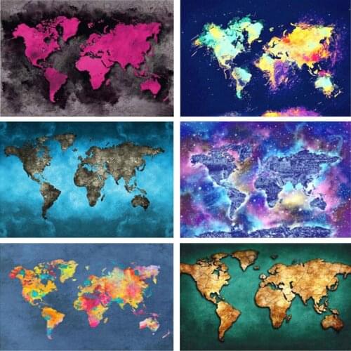 Colorful Full Square Diamond Painting World Map 5D DIY Diamond Embroidery Sale Landscape Mosaic Picture Of Rhinestone