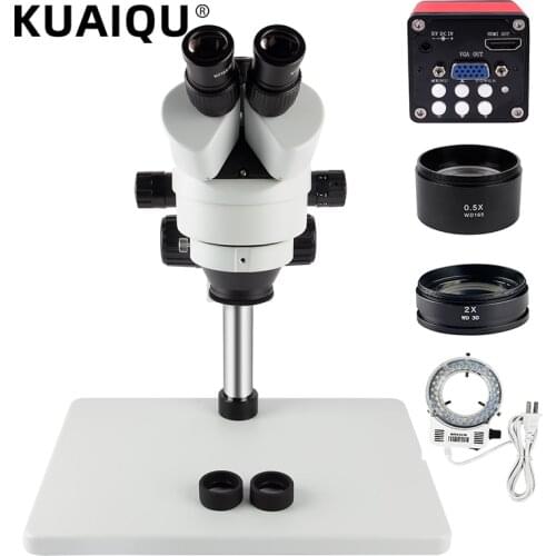 Lab Industrial 7X 45X Simul-focal Trinocular Stereo Microscope 3.5-90X Sets with VGA HDMI Camera For Phone PCB Soldering Repair