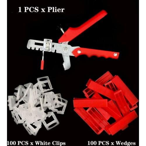 Best Professional Tile Leveling System 1mm/1.5 mm/2 mm/3 mm White Clips Red Wedge And Pliers For Laying Tiles Construction Tools