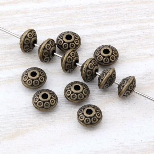 50Pcs 6mm Metal Oval UFO Loose Spacer Beads for DIY Jewelry Making