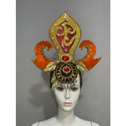 FASHIONABLE AND EXQUISITE HEADDRESS FEATHERS SAMBA DANCE CARNIVAL HALLOWEEN PARTY LATIN DANCE BAR PERFORMANCE HAT MASQUERADE
