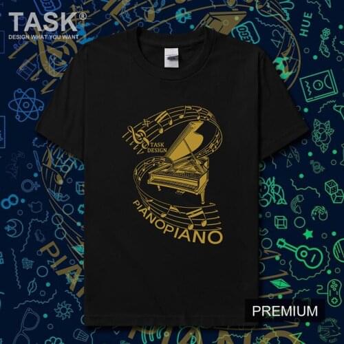 Piano symbol illustration music with triangle vertical black and white keys mens t shirt casual fashion new Top summer clothes