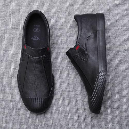 2020 Autumn New PU Leather Casual Shoes British Style Mens All-match Solid Loafers Breathable Sewing Vulcanized Shoes 8805