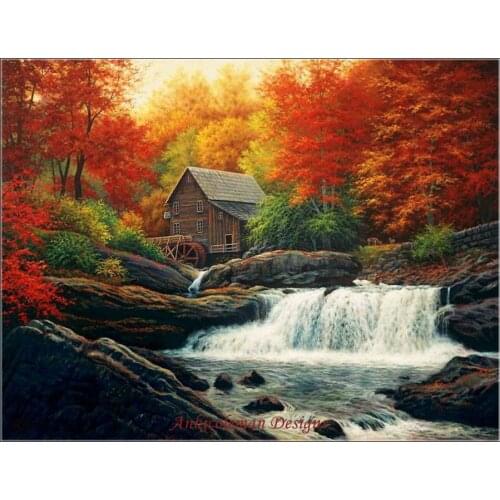 Autumn Creek Mill - Counted Cross Stitch Kits - Handmade Needlework For Embroidery 14 ct Cross Stitch Sets DMC Color
