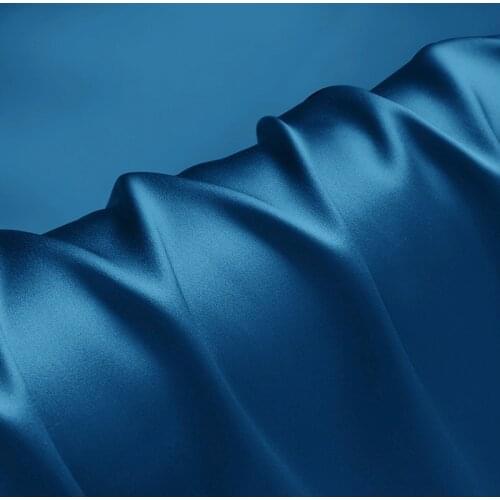 Natural Mulberry Stretch Satin (90% Silk+10% Spandex)16 19m/m Thick 42.5" ( 108cm) 55" (140cm) Width Lake Blue Pure Silk Fabric
