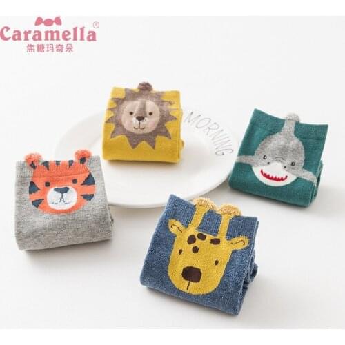 2018 Caramella 4 Pairs/lot Cartoon Cotton Womens Socks Cute Socks Women Girls Solid Sock for Women Meias
