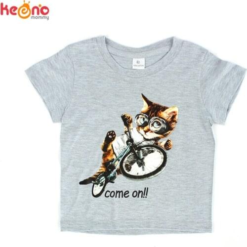 Summer New Baby Boy Girl Clothes Cartoon Cat Fox Casual Tshirt Kids Fashion T-shirt Boys Funny Kawaii Print Short Sleeve Top