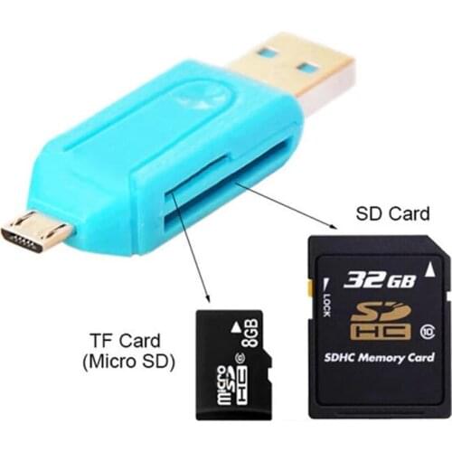 Newest Micro USB & USB 2 In 1 OTG Card Reader High-speed USB2.0 Universal OTG TF/SD For Android Computer Extension Headers