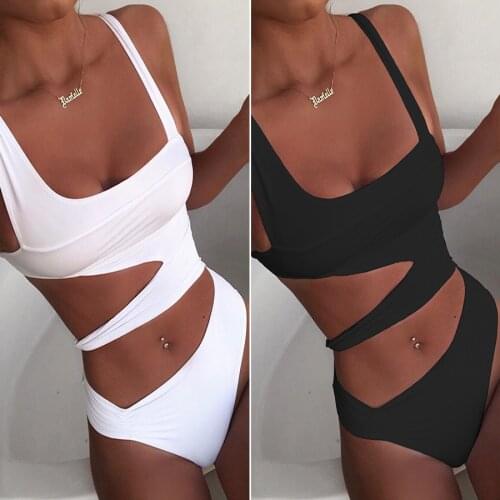 Pure-color Conjoined Swimsuit Bikini Hollow-out Bikini