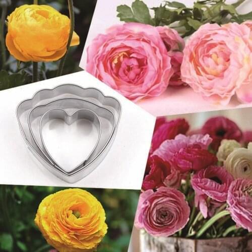 Wholesale 10 Sets(3pcs/set) Ranunculus Cutters Stainless steel Candy Biscuit Jelly Fondant Cookie Cutters, Cake Decorating Tools